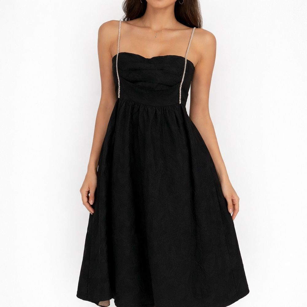 Showpo Alivia Black Formal Midi Crystal Dress Formal Size US 10
